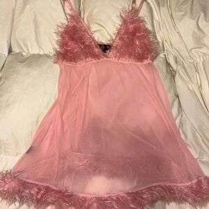 Vintage Pink Feathered Lingerie